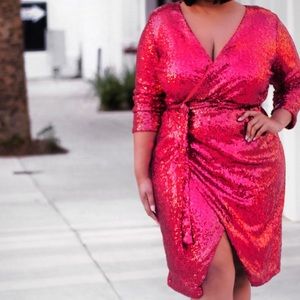 Eloquii Red Sequin Wrap Dress